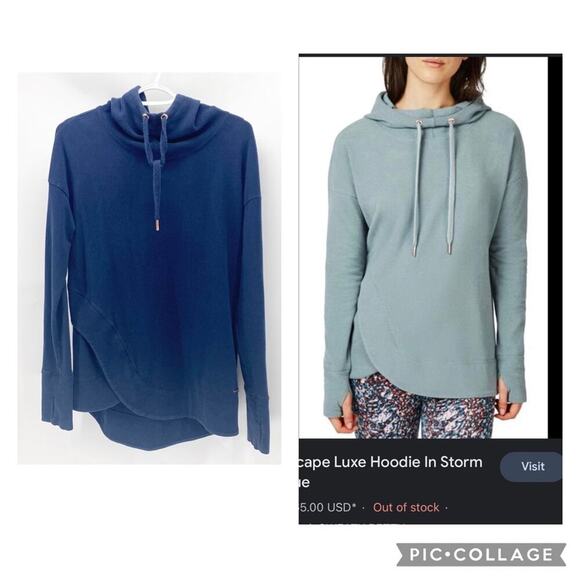Sweaty Betty Navy Blue Escape Luxe Italian Fleece Hoodie Hoody longline cozy S - Picture 1 of 12